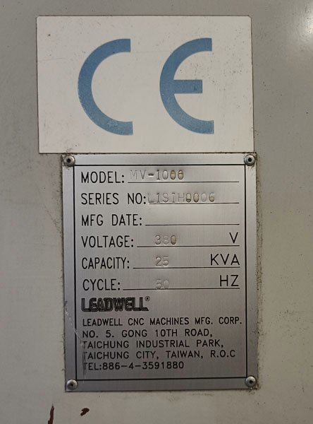 VMC CNC Leadwell MV 1000 JTCsrl used machine tools3